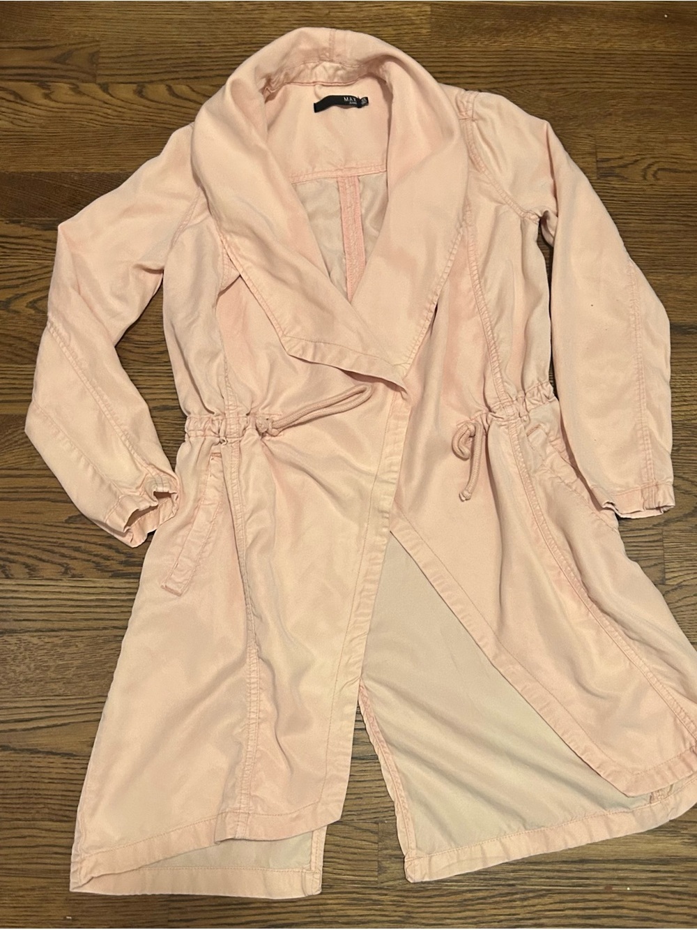 Max Jeans  Fall Light Pink Draped Waist-Drawstring Trench Coat Fall 0162